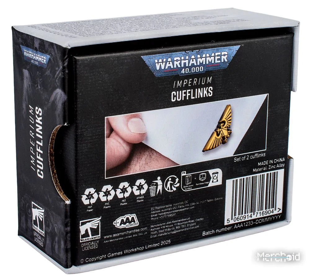 Pre Order: Warhammer 40,000: Imperium Cufflinks - Warhammer Merchandise - Brand New