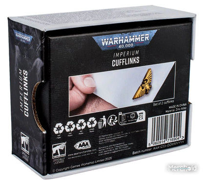 Pre Order: Warhammer 40,000: Imperium Cufflinks - Warhammer Merchandise - Brand New